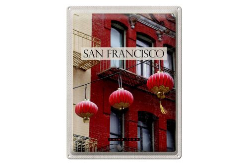 Blechschild Reise 30x40cm San Francisco Amerika rot China Town