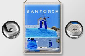 Plaque en tôle voyage 30x40cm Santorin Grèce Grèce bleu 2