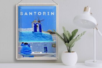 Plaque en tôle voyage 30x40cm Santorin Grèce Grèce bleu 3