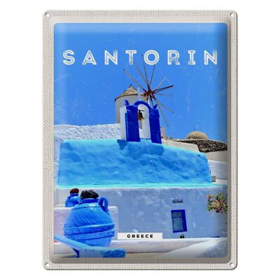 Targa in metallo da viaggio 30x40 cm Santorini Grecia Grecia blu