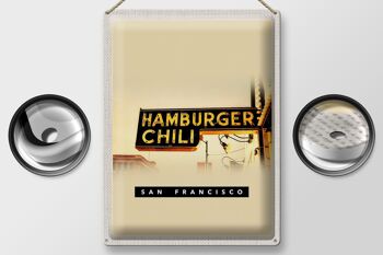 Panneau en étain de voyage, 30x40cm, Hamburger de San Francisco, nourriture au Chili 2