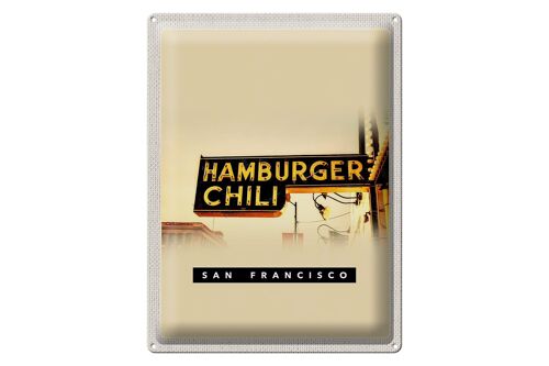 Blechschild Reise 30x40cm San Francisco Hamburger Chili Essen