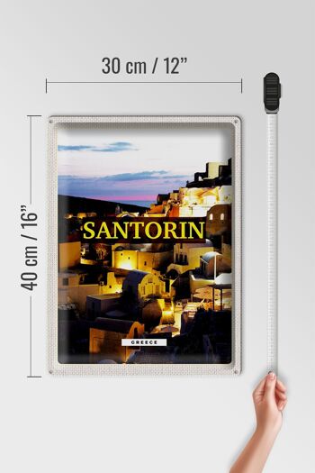 Plaque en tôle voyage 30x40cm Santorin vue nocturne de la ville 4