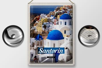 Plaque en tôle voyage 30x40cm Santorin Grèce ville blanc bleu 2