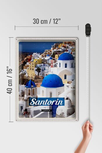 Plaque en tôle voyage 30x40cm Santorin Grèce ville blanc bleu 4