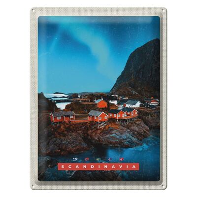 Cartel de chapa Viaje 30x40cm Escandinavia Vacaciones Mar Montañas