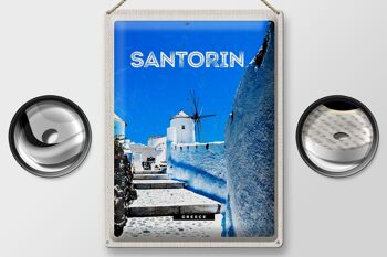 Plaque en tôle voyage 30x40cm Santorin Grèce escaliers blancs 2