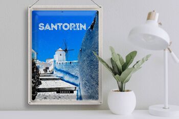 Plaque en tôle voyage 30x40cm Santorin Grèce escaliers blancs 3