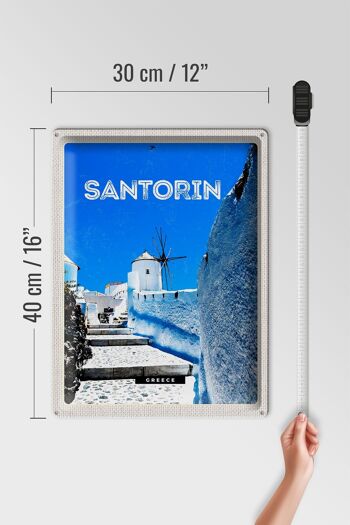 Plaque en tôle voyage 30x40cm Santorin Grèce escaliers blancs 4