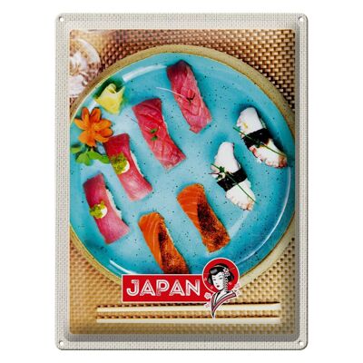 Cartel de chapa de viaje, 30x40cm, Japón, Asia, pescado, platos de sushi, algas