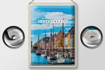 Plaque en tôle voyage 30x40cm Scandinavie marina mer 2