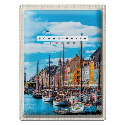 Blechschild Reise 30x40cm Skandinavien Yachthafen Meer