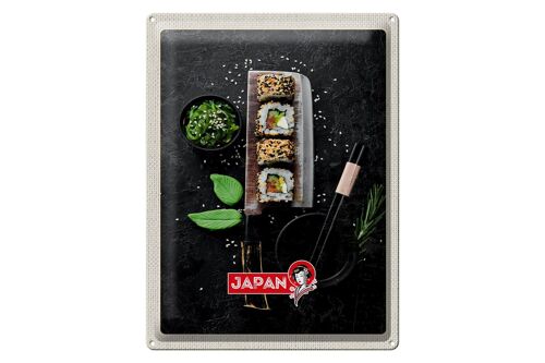 Blechschild Reise 30x40cm Japan Asien Sushi Fisch Essen Stäbchen