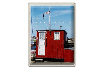 Signe en étain voyage 30x40cm, scandinavie mer Stromly maison rouge 1