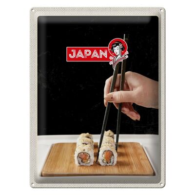 Cartel de chapa de viaje, 30x40cm, Japón, Asia, sushi, pescado, algas, palitos