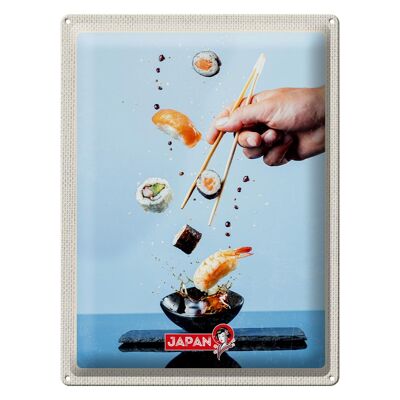 Cartel de chapa de viaje, 30x40cm, Japón, Asia, comer sushi, palillos de pescado