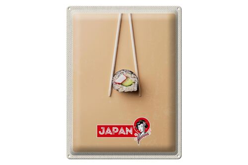 Blechschild Reise 30x40cm Japan Asien Sushi Fisch Gurke Stäbchen