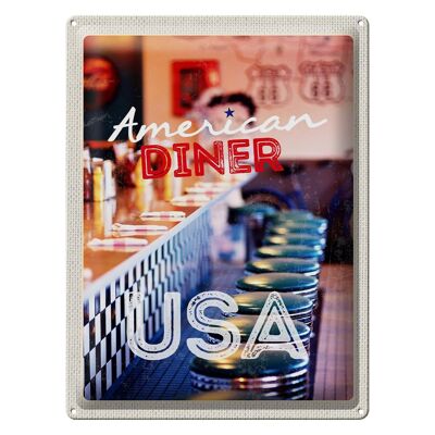 Targa in metallo da viaggio 30x40 cm America USA Diner Restaurant Holiday