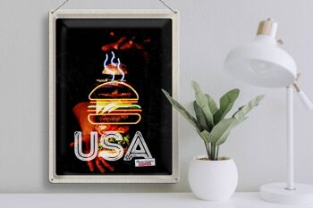 Plaque de voyage en étain 30x40cm, plats de hamburgers américains, américains et américains 3
