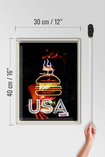 Plaque de voyage en étain 30x40cm, plats de hamburgers américains, américains et américains 4