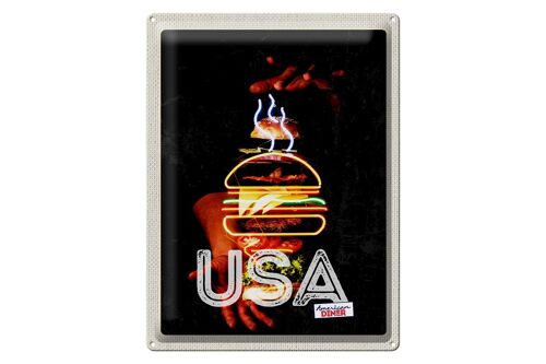 Blechschild Reise 30x40cm Amerika USA American Burger Gerichte