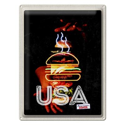 Blechschild Reise 30x40cm Amerika USA American Burger Gerichte