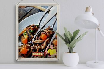 Plaque de voyage en étain, 30x40cm, espagne, Europe, tomates, champignons, assiette 3