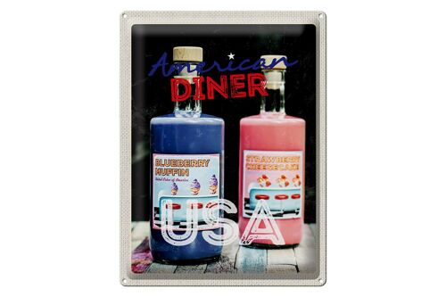 Blechschild Reise 30x40cm Amerika Diner Restaurant blau Muffin