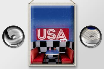 Plaque en tôle voyage 30x40cm America Diner de l'intérieur 2