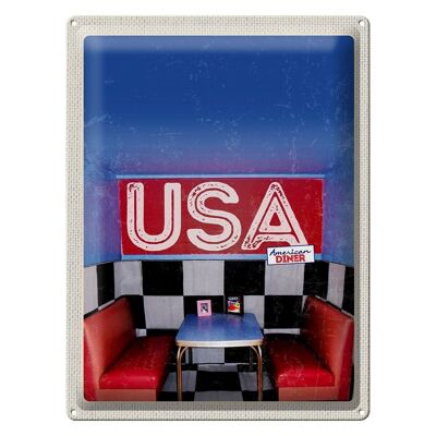 Targa in metallo da viaggio 30x40 cm America Diner dall'interno