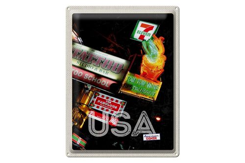 Blechschild Reise 30x40cm Amerika Tattoo Restaurant Diner 90er