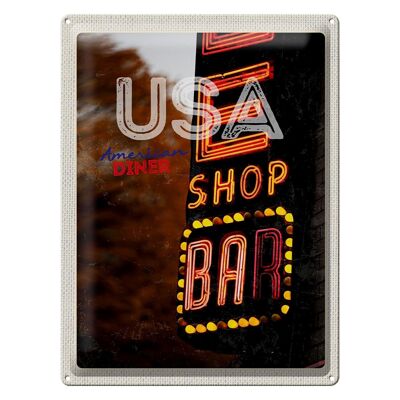 Signe en étain voyage 30x40cm, Amérique USA Bar Shop Diner célébrer