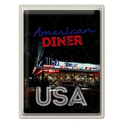 Signe en étain voyage 30x40cm, USA dîner Restaurant déjeuner dîner