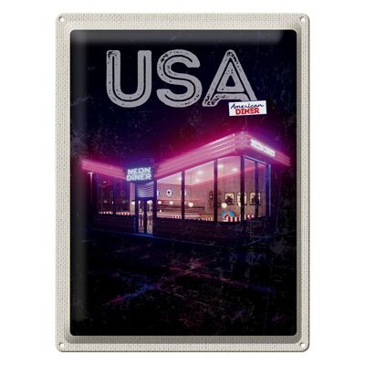 Targa in metallo da viaggio 30x40 cm America Diner Ristorante Fast Food