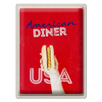 Targa in metallo da viaggio 30x40 cm America USA Hot Dog Piatto fast food