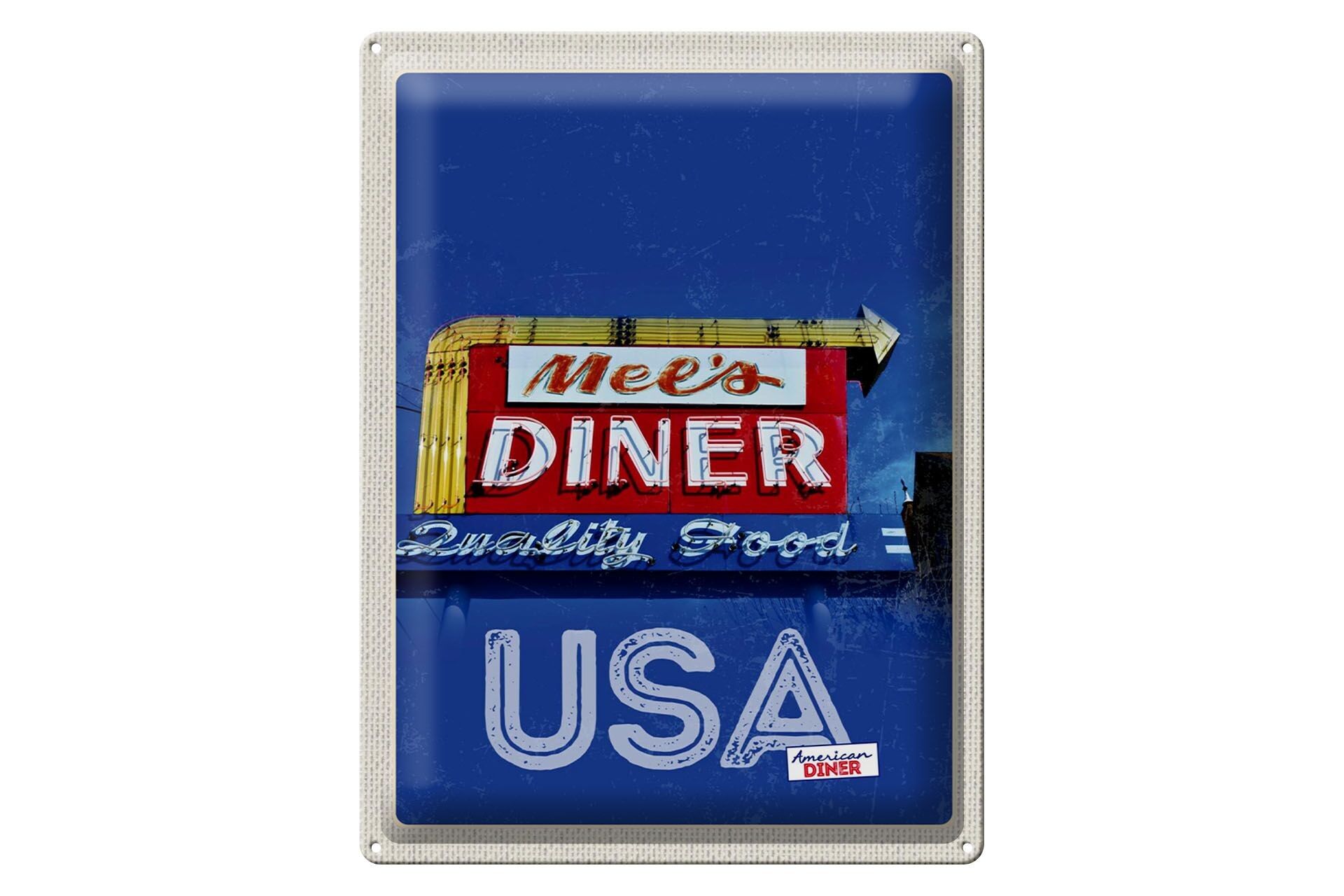 Targa in metallo da viaggio 30x40 cm America Mels Diner Restaurant Court