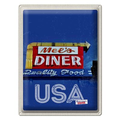 Targa in metallo da viaggio 30x40 cm America Mels Diner Restaurant Court