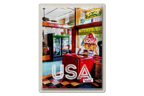 Blechschild Reise 30x40cm Amerika Diner Restaurant Musik Essen