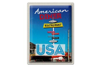 Panneau en étain voyage 30x40cm, Restaurant américain, crêpes, Steaks, salade 1