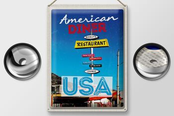 Panneau en étain voyage 30x40cm, Restaurant américain, crêpes, Steaks, salade 2