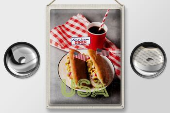 Signe en étain voyage 30x40cm, Amérique USA Hot Dog Concombre Moutarde Cola 2