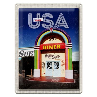 Targa in metallo da viaggio 30x40 cm America USA Peggy Sues Restaurant