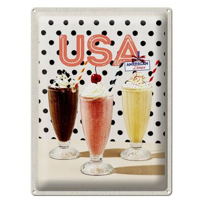 Targa in metallo da viaggio 30x40 cm America Milkshake Vaniglia Cioccolato