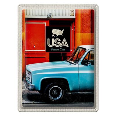 Blechschild Reise 30x40cm USA Oldtimer Dram Cars blau Amerika