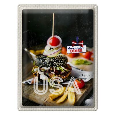 Cartel de chapa de viaje, 30x40cm, hamburguesa americana, platos de comida rápida