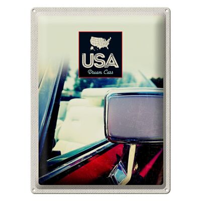 Targa in metallo da viaggio 30x40 cm America Specchio per veicolo dipinto rosso