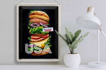 Panneau de voyage en étain, 30x40cm, peinture de tomates de hamburger américain et américain 3