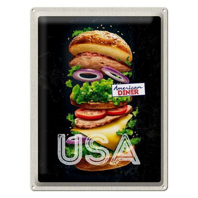 Targa in metallo da viaggio 30x40 cm America USA Burger Tomatoes Painting