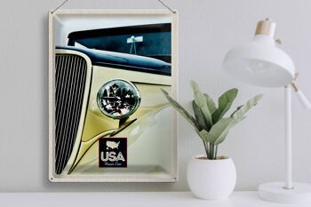 Plaque en tôle voyage 30x40cm Amérique voiture vintage beige lampe vacances 3