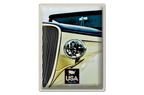 Blechschild Reise 30x40cm Amerika Oldtimer beige Lampe Urlaub